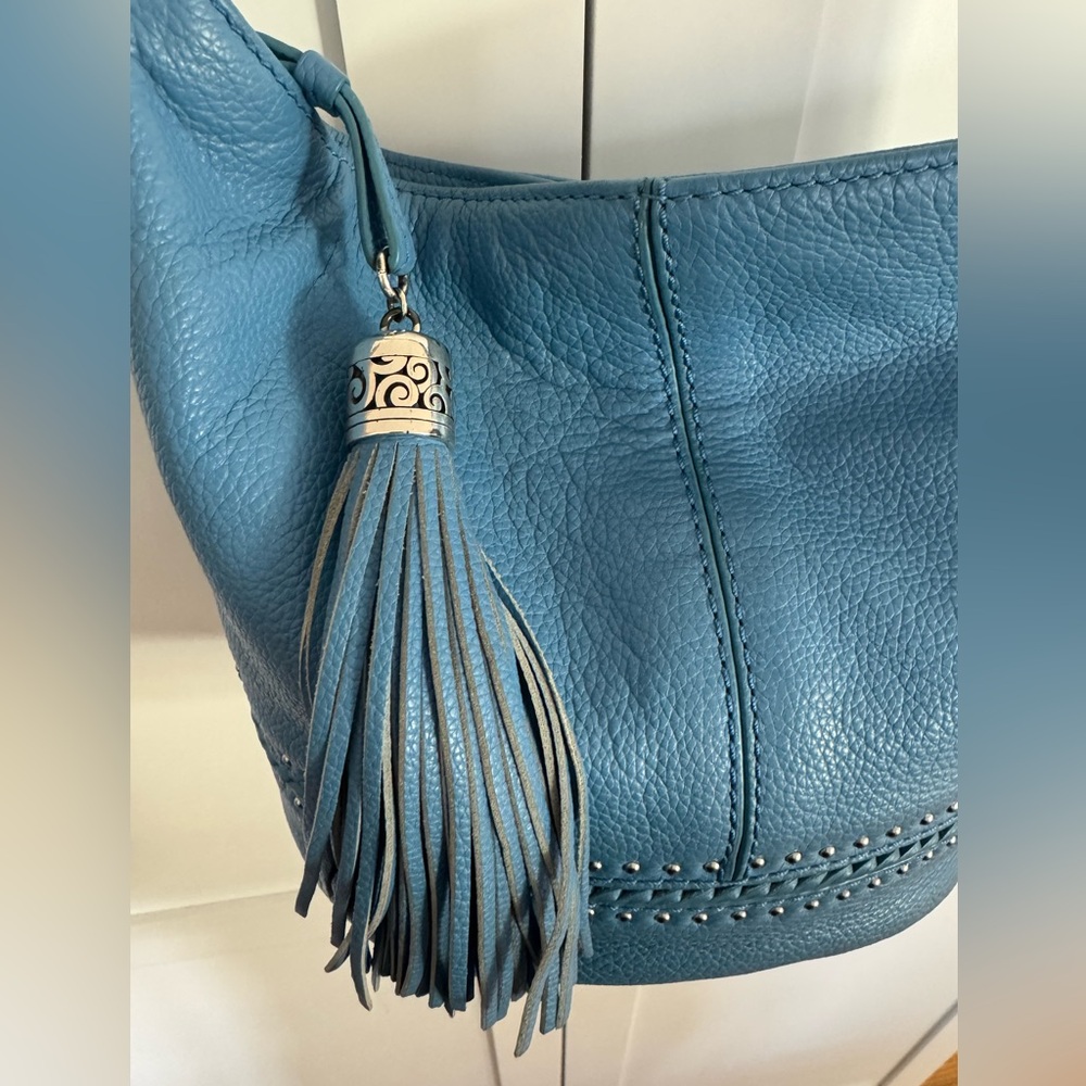 Brighton Blue Hobo Bag with Tassel and Studs - Picture 3 of 12